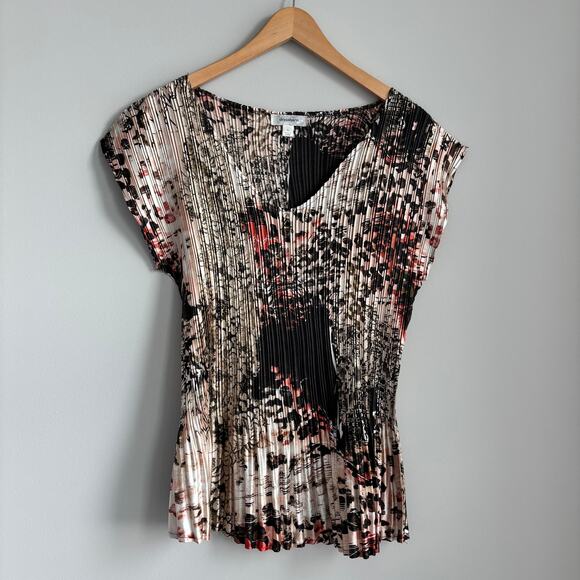 dressbarn Tops - 2000s Style DressBarn Accordion Pleat Blouse Short Sleeve Multi Color Size XL